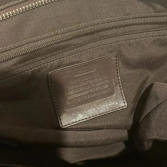 Coach - Signature Stripe Nancy Satchel Handbag 28505 - Khaki Brown Mahogany - Picture 8 of 15